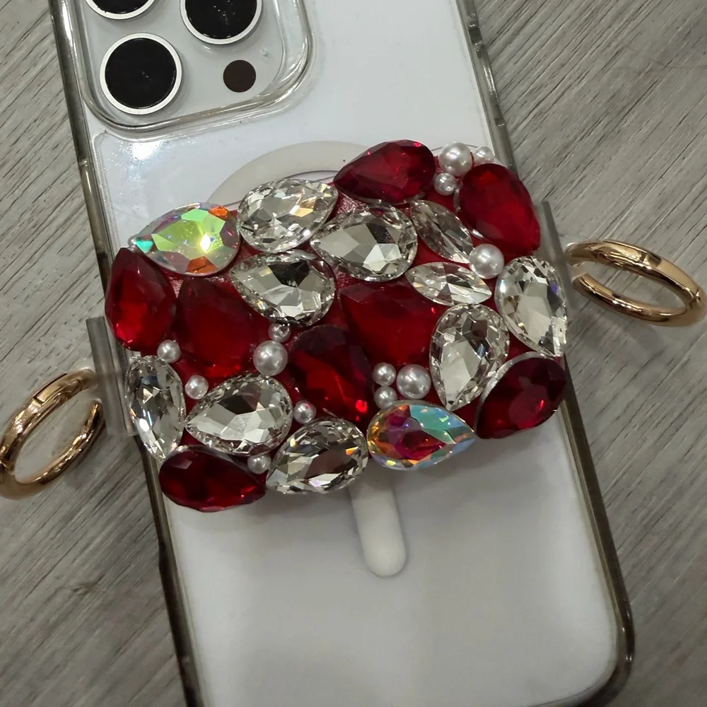 ShopEvelynne Red and Gold Gem Phone Grip